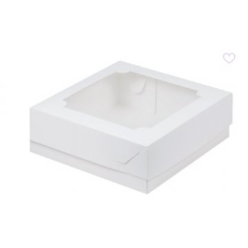 Упаковка для зефира и десертов белая с окном MARSHMALLOW 180х180х70мм(50шт/уп.,150шт/кор)