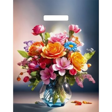 31x40(60) Пакет ПЭ с выр.ручкой ламин. Цветочный коктейль