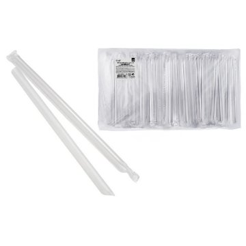 Трубочки для бабл-ти, 12х240мм, прозрачные, в инд ПП-упаковке, прямые со скосом, 250 шт/уп