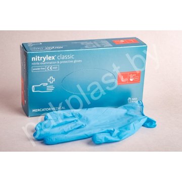 Перчатки нитриловые размер L,нестерильные, неопудренные, текстур. Nitrylex PF ProtectСиние