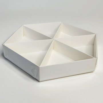 175х175х30 (6) Коробка под ассорти сладостей Шестигранник Белая с пласт. крышкой (50/100)