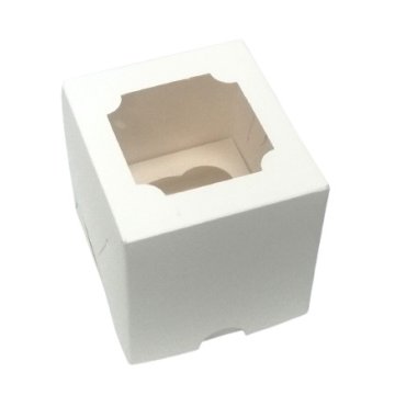 Упаковка с ложементом CUPCAKE 1 с окном белая 100х100х100мм (50шт/упак., 200шт/кор)