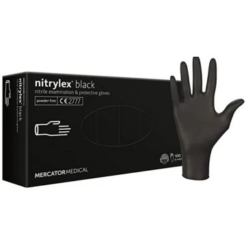Перчатки нитриловые Черные размер М, нестер, неопудренные, текстур. Nitrylex BLACK 