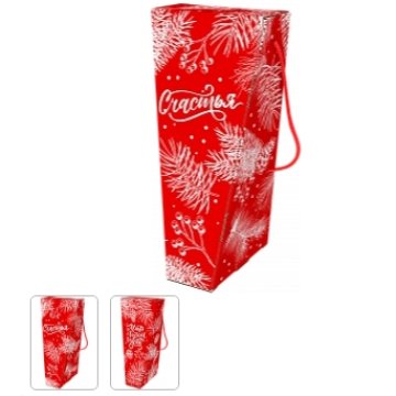 700г. Коробка Коробка асимметрия Морозные веточки с веревочной ручкой 120х120х270,УФ+ГЛ