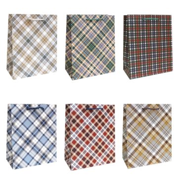 18х23х10 Подарочные пакеты бумажные Матовый Клетка (20шт/упак)