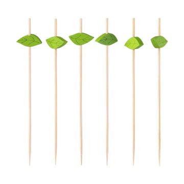 Декоративные пики из бамбука Листок 12 см. 100шт/уп
