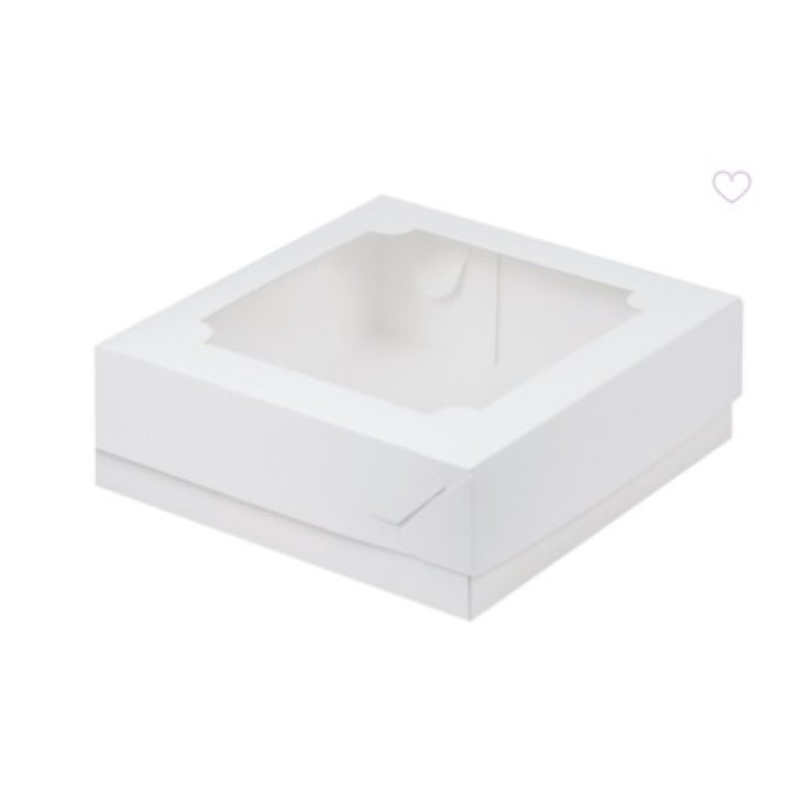 Упаковка для зефира и десертов белая с окном MARSHMALLOW 200х200х70мм (50шт/уп.,150шт/кор)