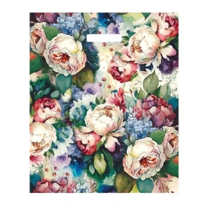 38х45+3(60) Пакет ПЭ с выр.ручкой глянец Кремовые цветы