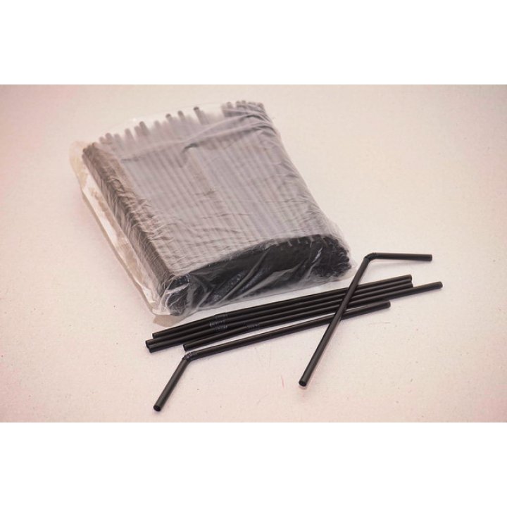 Трубочки с изгибом 5х210мм. Черные (250шт/уп., 48уп/кор)