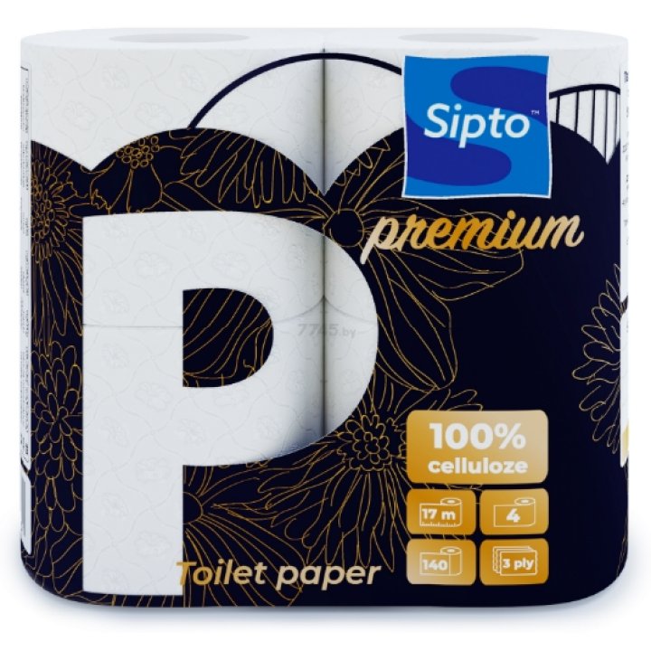 Бумага туалетная SIPTO PREMIUM бел. 3сл. (1упак.х4рул)