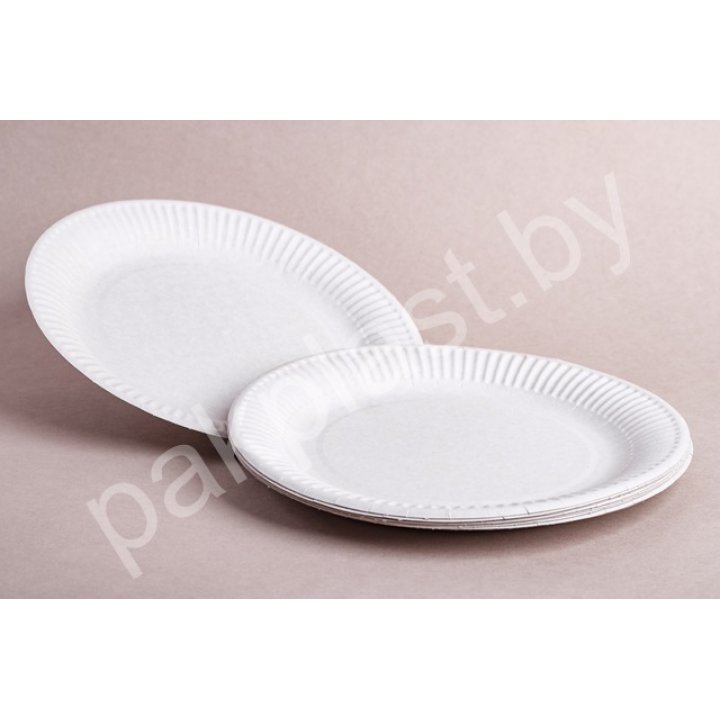 Тарелка круглая, картон, БЕЛАЯ д.23см (50шт/уп, 700шт/кор)