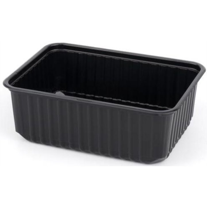 1000мл. Контейнер с крышкой низкий ЧЕРНЫЙ. ПП ДП 179х132х46мм, 50шт/уп, 500шт/кор