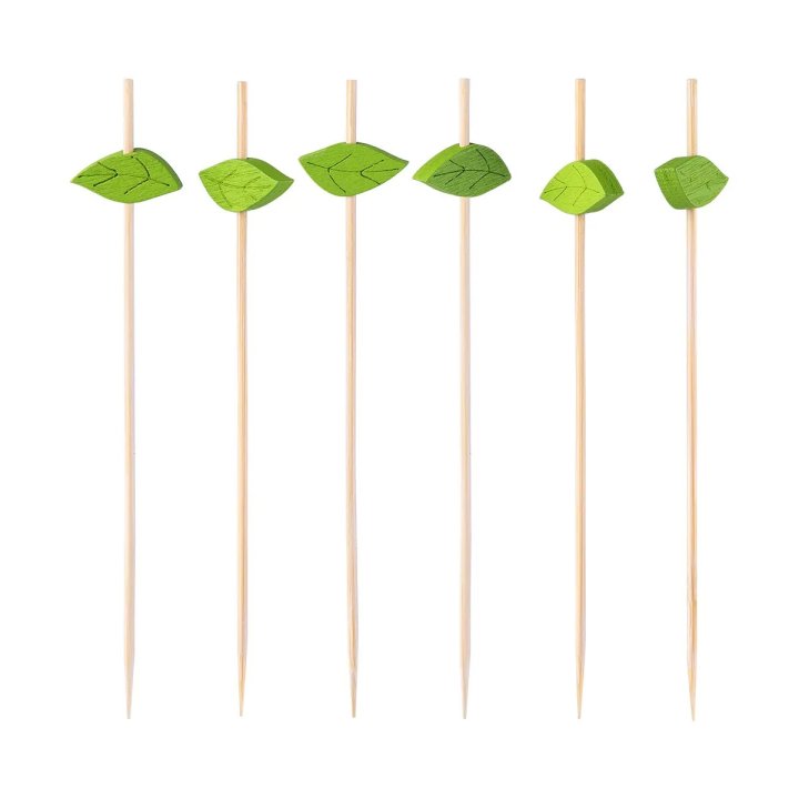 Декоративные пики из бамбука Листок 12 см. 100шт/уп