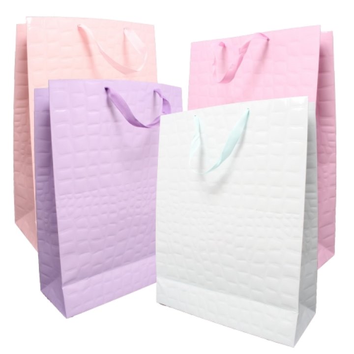 26х32+12 Подарочные пакеты бумажные Люкс лак кожа микс (L224), 20шт/упак