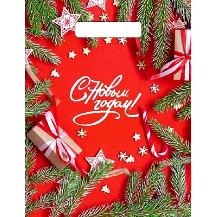 23x30(30)см Пакет ПЭ с выр.неусил.ручкой НГ Тико Цвет Нового года